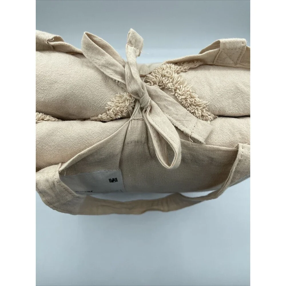 Urban Outfitters Crisscross Tufted Duvet Cover - LIGHT PEACH/NUDE - Full/Queen